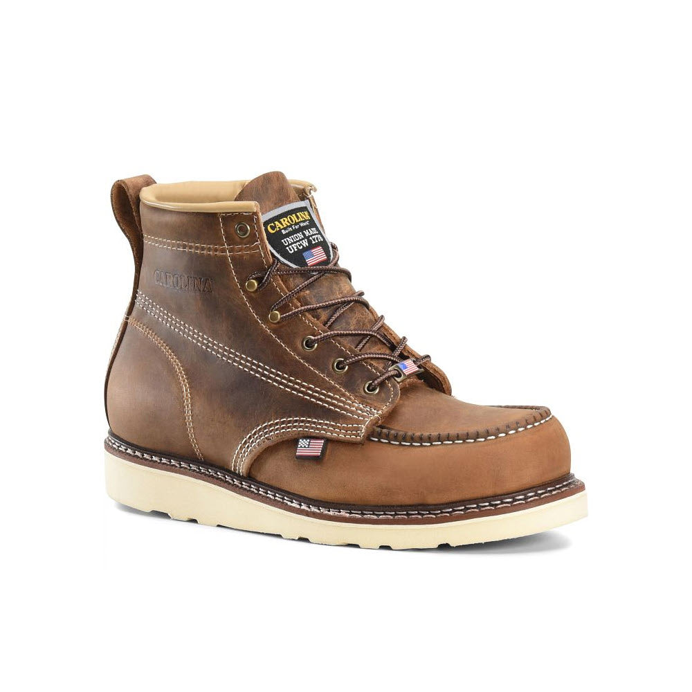 CAROLINA UNION BUILT 6 INCH GOOD YEAR WELTED MOC TOE WEDGE WORK BOOT - MENS