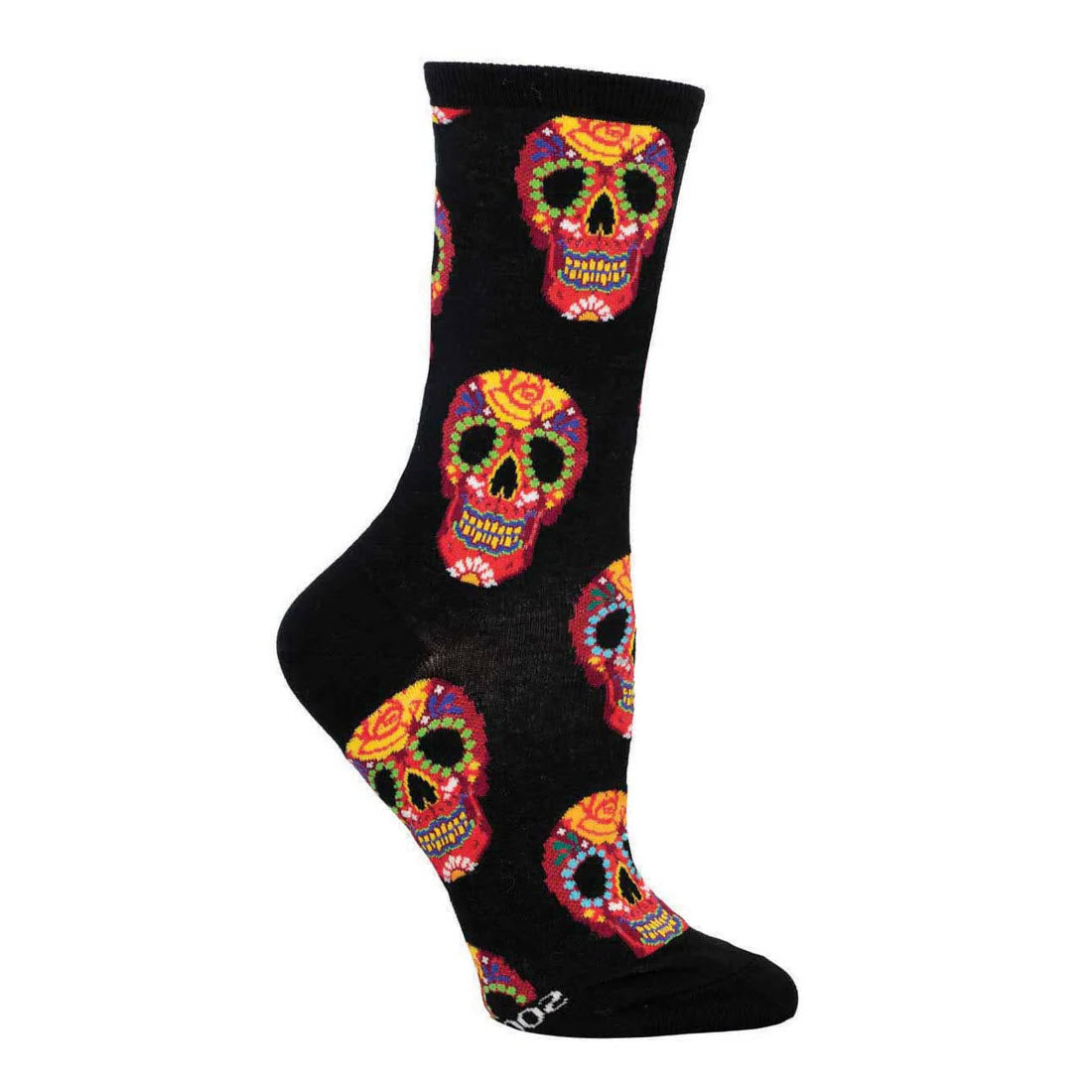 SOCKSMITH DIA DE LOS MUERTOS SKULL CREW SOCKS RED - WOMENS