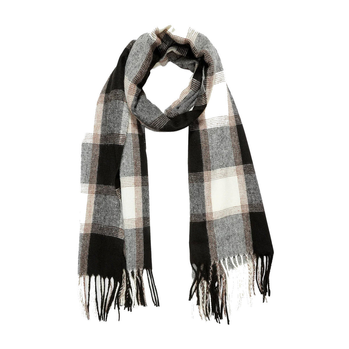 LOUENHIDE EDINBURG PLAID SCARF BLACK